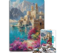 1000 Piece Jigsaw Puzzle for Adults, Ancient Monastery by the Lake | Choose a seasonal puzzle gift for winter evenings for relaxed family time.