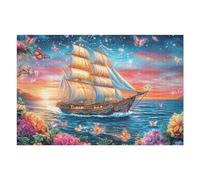 1000 Piece Jigsaw Puzzle for Adults Ancient Sailing Ship Sea View 1000 PCS 75x50cm Art Therapy Puzzle Great for Mental Health Stress Relief Emotional Regulation Relaxation Gift