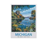 1000 Piece Jigsaw Puzzle for Adults and Children, Michigan, the Great Lake State, Stress Relief Challenge Floor Puzzle DIY Home Wall Decoration-O38x52cmJ123