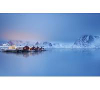1000 Piece Jigsaw Puzzle for Adults and for Kids Age 12 and Up, Sea, Mountains, Village, Fjord, Lofoten Islands, Norwegian Sea, Lofoten 38x26CM
