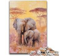 1000 Piece Jigsaw Puzzle for Adults And Teenagers African Elephants 1000 Pieces for Teenagers,for Challenging Toy Game And Family Play (38x26cm)