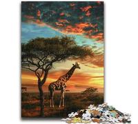 1000 Piece Jigsaw Puzzle for Adults And Teenagers African Grassland Giraffe Puzzles,Educational Games DIY Toys Great Gifts And Toys (38x26cm)