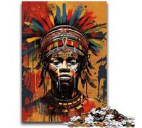 1000 Piece Jigsaw Puzzle for Adults And Teenagers African Tribal Graffiti Staycation Kill Time with Fully Interlocking Randomly Shaped Pieces 50x75cm