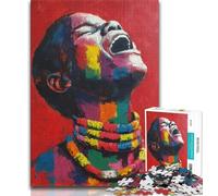 1000 Piece Jigsaw Puzzle for Adults And Teenagers African Woman Oil Painting,Charcoal Art Staycation Kill Time for Home Decoration (75x50cm)