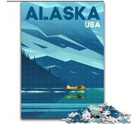 1000 Piece Jigsaw Puzzle for Adults And Teenagers Alaska Travel Poster, for And from 14 Years And over Educational Learning Toys Family Games Birthday Present 26x38cm