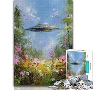 1000 Piece Jigsaw Puzzle for Adults And Teenagers Alien Spaceship Oil Painting,Brain Intelligence Challenge Addictive Toys Birthday Present,Gifts,Wall Art 75x50cm