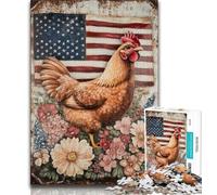 1000 Piece Jigsaw Puzzle for Adults And Teenagers American Flag Rooster Puzzles for Adults,Relax Games Is Ideal As A Gift for The Whole Family (size 38x26cm)
