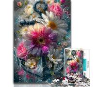 1000 Piece Jigsaw Puzzle for Adults And Teenagers Anchor And Flowers Adult Puzzles,Educational Games Wall Decoration Unique Birthday And Xmas Gifts (size 75x50cm)
