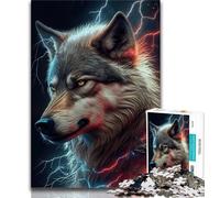 1000 Piece Jigsaw Puzzle for Adults And Teenagers Angry Wolf Face Animal Puzzles for Teenagers,with Matching Poster And Trivia Sheet for Ages 14+ 75x50cm