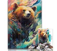 1000 Piece Jigsaw Puzzle for Adults And Teenagers Animal Brown Bear Colourful Puzzles for Teenagers,Birthday Present, Gifts, Wall Art for Age 14 Years Up 38x26cm