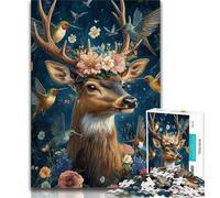 1000 Piece Jigsaw Puzzle for Adults And Teenagers Animal Deer,Charcoal Art Staycation Kill Time for Home Decoration 75x50cm