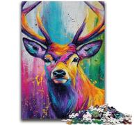 1000 Piece Jigsaw Puzzle for Adults And Teenagers Animal Deer Oil Painting Puzzles,Educational Toy Funny Family Games Unique Home Decor (75x50cm)