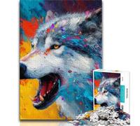 1000 Piece Jigsaw Puzzle for Adults And Teenagers Animal Wolf Art Puzzles for Teenagers,with Matching Poster And Trivia Sheet for Ages 14+ 38x26cm