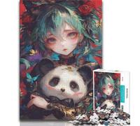 1000 Piece Jigsaw Puzzle for Adults And Teenagers Anime Girl with Panda Teenager Puzzles,Family Educational Games Home Decoration Gift (size 75x50cm)