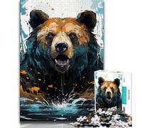 1000 Piece Jigsaw Puzzle for Adults And Teenagers Art Animal Bear 1000 Piece Jigsaw,for Educational Game Challenge Toy Deal As Gifts for The Whole Family 38x26cm