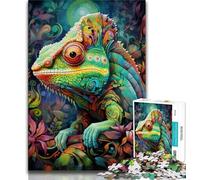 1000 Piece Jigsaw Puzzle for Adults And Teenagers Art Chameleon Adult Puzzles,Game Toys Every Piece Is Unique - Challenging Family Fun Game (size 38x26cm)