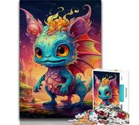 1000 Piece Jigsaw Puzzle for Adults And Teenagers Art Dragon Baby,Charcoal Art Staycation Kill Time for Home Decoration (75x50cm)