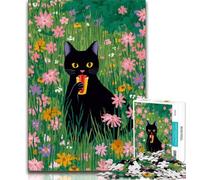 1000 Piece Jigsaw Puzzle for Adults And Teenagers Artistic Abstract Black Cat,Family Game Stress Reliever Difficult Challenge Suitable for Couples (75x50cm)