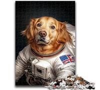 1000 Piece Jigsaw Puzzle for Adults And Teenagers Astronaut Golden Retriever 1000 Pieces for Adults,Staycation Kill Time with Fully Interlocking Randomly Shaped Pieces (26x38cm)