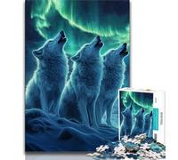 1000 Piece Jigsaw Puzzle for Adults And Teenagers Aurora Howling Wolf Adult Puzzles,Game Toys Every Piece Is Unique - Challenging Family Fun Game (size 75x50cm)