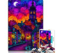 1000 Piece Jigsaw Puzzle for Adults And Teenagers Autumn City Scenery,Stress Reliever Difficult Challenge with Matching Poster And Trivia Sheet 38x26cm