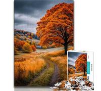 1000 Piece Jigsaw Puzzle for Adults And Teenagers Autumn Forest, Toy Intellectual Game,with Matching Poster And Trivia Sheet for And Age 14 Years Up 38x26cm