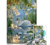 1000 Piece Jigsaw Puzzle for Adults And Teenagers Autumn Swans Puzzles,Educational Games DIY Toys Great Gifts And Toys 75x50cm