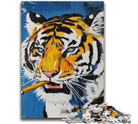 1000 Piece Jigsaw Puzzle for Adults And Teenagers Basquiat Tiger Puzzles for Teenagers,with Matching Poster And Trivia Sheet for Ages 14+ (26x38cm)