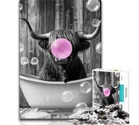 1000 Piece Jigsaw Puzzle for Adults And Teenagers Bathroom Highland Cow Adult Puzzles,Fun Games Wall Decoration Unique Birthday And Xmas Gifts (size 75x50cm)