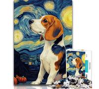 1000 Piece Jigsaw Puzzle for Adults And Teenagers Beagle at Night Adult Puzzles,Educational Games Wall Decoration Unique Birthday And Xmas Gifts (size 38x26cm)