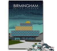 1000 Piece Jigsaw Puzzle for Adults And Teenagers Birmingham Travel Poster Puzzles for Teenagers,with Matching Poster And Trivia Sheet for Ages 14+ (26x38cm)