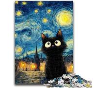 1000 Piece Jigsaw Puzzle for Adults And Teenagers Black Cat Teenager Jigsaw,Stress Reliever Staycation Kill Time Parent-child Interaction (50x75cm)