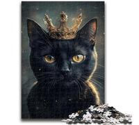 1000 Piece Jigsaw Puzzle for Adults And Teenagers Black Cat with A Crown Teenager Jigsaw,Decompressing Intellectual Educational Toy Birthday Gift (38x26cm)