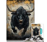 1000 Piece Jigsaw Puzzle for Adults And Teenagers Black Gold Bull Adult Jigsaw,Wishlist with Santa Claus for And Age 14 (size 38x26cm)
