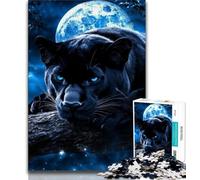 1000 Piece Jigsaw Puzzle for Adults And Teenagers Black Panther Under The Moon,Toys Educational Games Stress Relieving Great Gifts And Toys 75x50cm