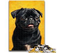 1000 Piece Jigsaw Puzzle for Adults And Teenagers Black Pug 1000 Piece Puzzle,Educational Stress Relief Toy Gifts for Friends And Family (38x26cm)