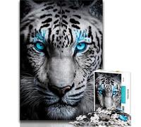 1000 Piece Jigsaw Puzzle for Adults And Teenagers Blue Eyes White Tiger 1000 Pieces for Adults,Staycation Kill Time with Fully Interlocking Randomly Shaped Pieces 38x26cm