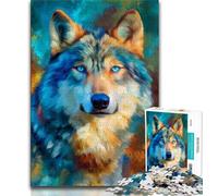 1000 Piece Jigsaw Puzzle for Adults And Teenagers Blue Wolf,Challenging Game And Family Play with Matching Poster And Trivia Sheet (75x50cm)