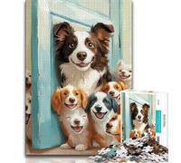 1000 Piece Jigsaw Puzzle for Adults And Teenagers Border Collie Family Adult Puzzles,Game Toys Every Piece Is Unique - Challenging Family Fun Game (size 38x26cm)