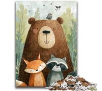 1000 Piece Jigsaw Puzzle for Adults And Teenagers Brown Bear Fox Raccoon Help The Brain Exercise Addictive Toys to Cultivate Patience Suitable for Couples 50x75cm