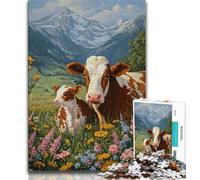 1000 Piece Jigsaw Puzzle for Adults And Teenagers Brown Cow,Decompressing Intellectual Educational Toy Birthday Gift 38x26cm