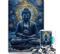 1000 Piece Jigsaw Puzzle for Adults And Teenagers Buddha Starry Night Style Art 1000 Pieces for Teenagers,for Challenging Toy Game And Family Play 38x26cm
