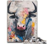 1000 Piece Jigsaw Puzzle for Adults And Teenagers Bull Oil Painting for And from 14 Years And over Play Toys Because It Is Ideal As A Gift for The Whole Family 38x26cm
