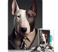 1000 Piece Jigsaw Puzzle for Adults And Teenagers Bull Terrier Suit Business Teenager Jigsaw,Fun Present & Activity for Home,Toy for Rainy Days 38x26cm