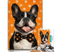 1000 Piece Jigsaw Puzzle for Adults And Teenagers Bulldog Wearing A Bow Tie,learning Educational Is Ideal As A Gift for The Whole Family 75x50cm