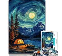 1000 Piece Jigsaw Puzzle for Adults And Teenagers Camping Under The Night Sky,Challenging Game And Family Play with Matching Poster And Trivia Sheet (38x26cm)