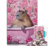 1000 Piece Jigsaw Puzzle for Adults And Teenagers Capybara in The Bathroom,Stress Reliever Difficult Challenge with Matching Poster And Trivia Sheet 38x26cm