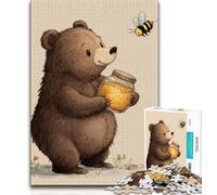 1000 Piece Jigsaw Puzzle for Adults And Teenagers Cartoon Brown Bear 1000 Pieces for Adults,Staycation Kill Time with Fully Interlocking Randomly Shaped Pieces 38x26cm