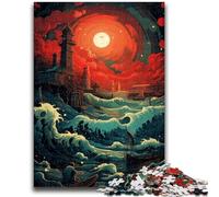 1000 Piece Jigsaw Puzzle for Adults And Teenagers Castle on The Sea Charcoal Art Staycation Kill Time for Home Decoration 26x38cm