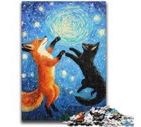 1000 Piece Jigsaw Puzzle for Adults And Teenagers Cat And Fox Charcoal Art Staycation Kill Time for Home Decoration 50x75cm